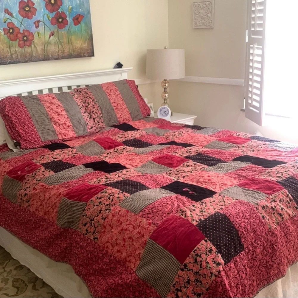 April Cornell Full/Double Vintage Reversible Bed Patchwork Quilt Roses Cherubs - Picture 13 of 14